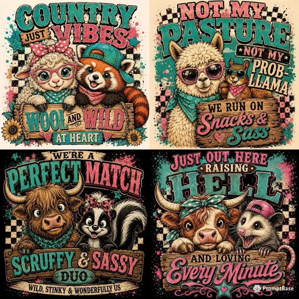 Retro Funny Farm Duo Designs