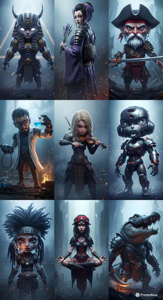 Epic Chibi Fantasy Scenes