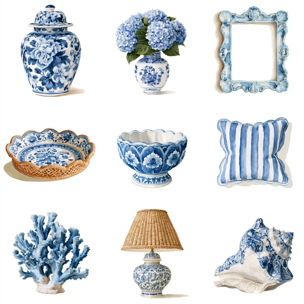 Coastal Grandmillennial Object Cliparts