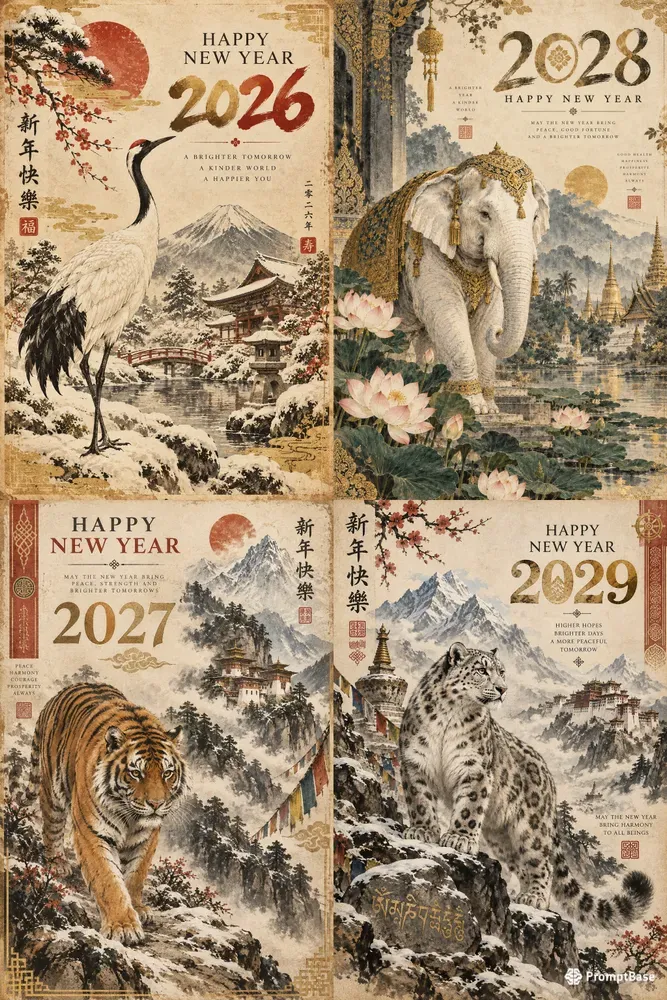 Vintage Animal New Year Art