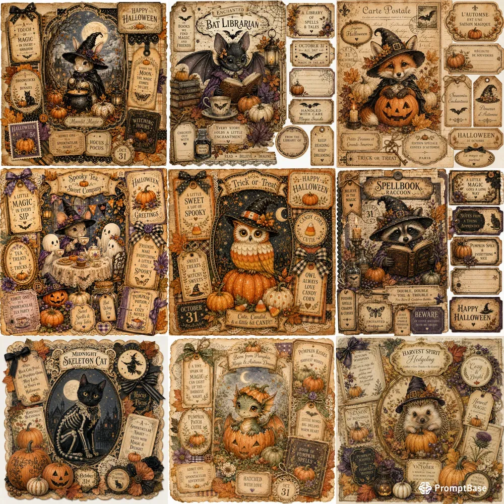 Cute Halloween Ephemera Pages