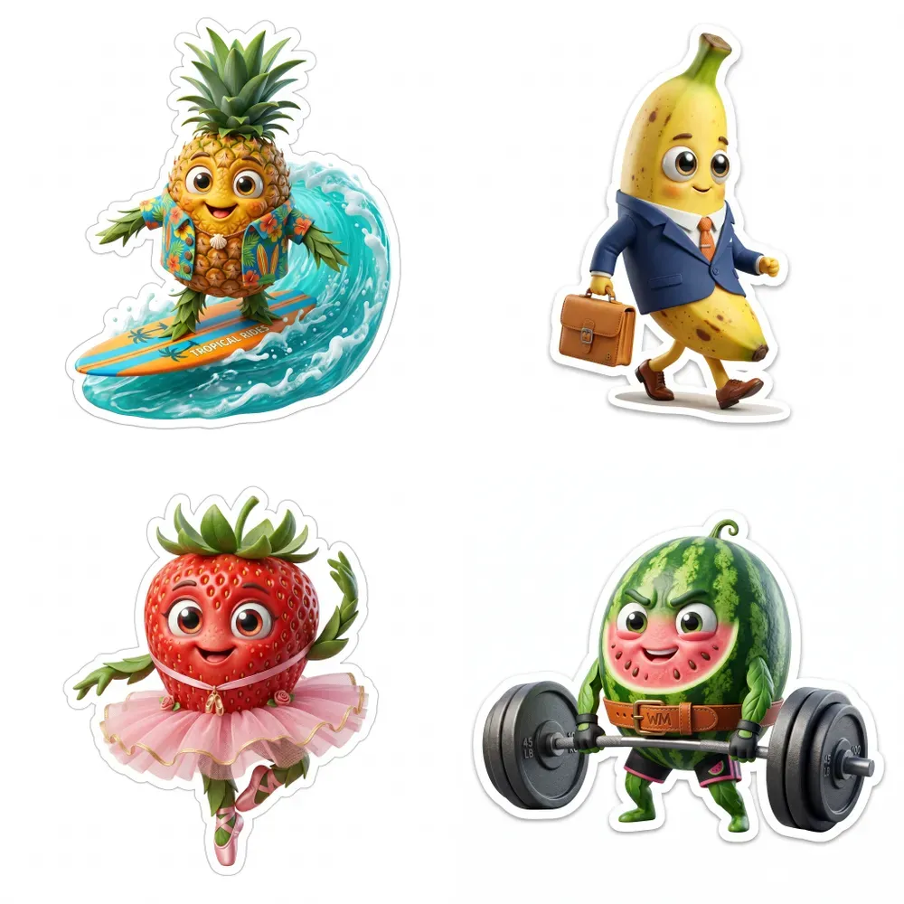 3D Fruit Character Sticker Pod Designs