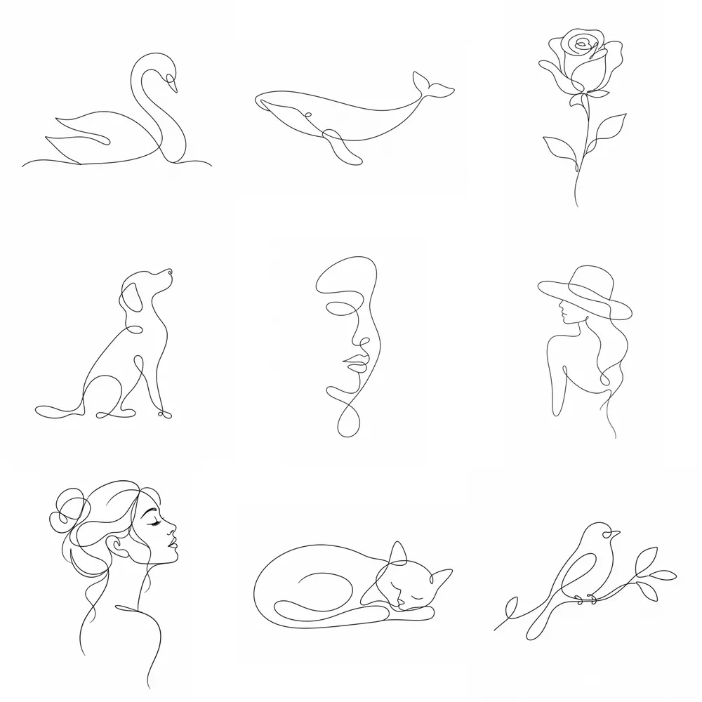 Minimal One Line Vector Illustrations