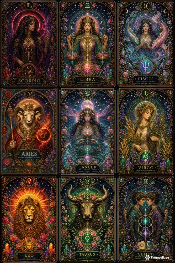 Celestial Zodiac Oracle Tarot Cards
