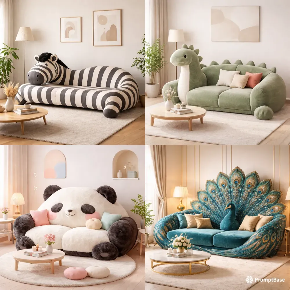 Whimsical Animal Furniture Art Style
