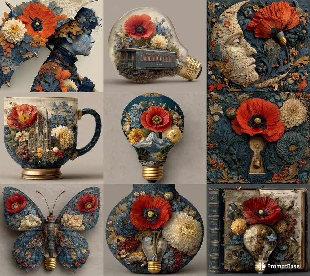 Victorian Garden Bulb Photomontages
