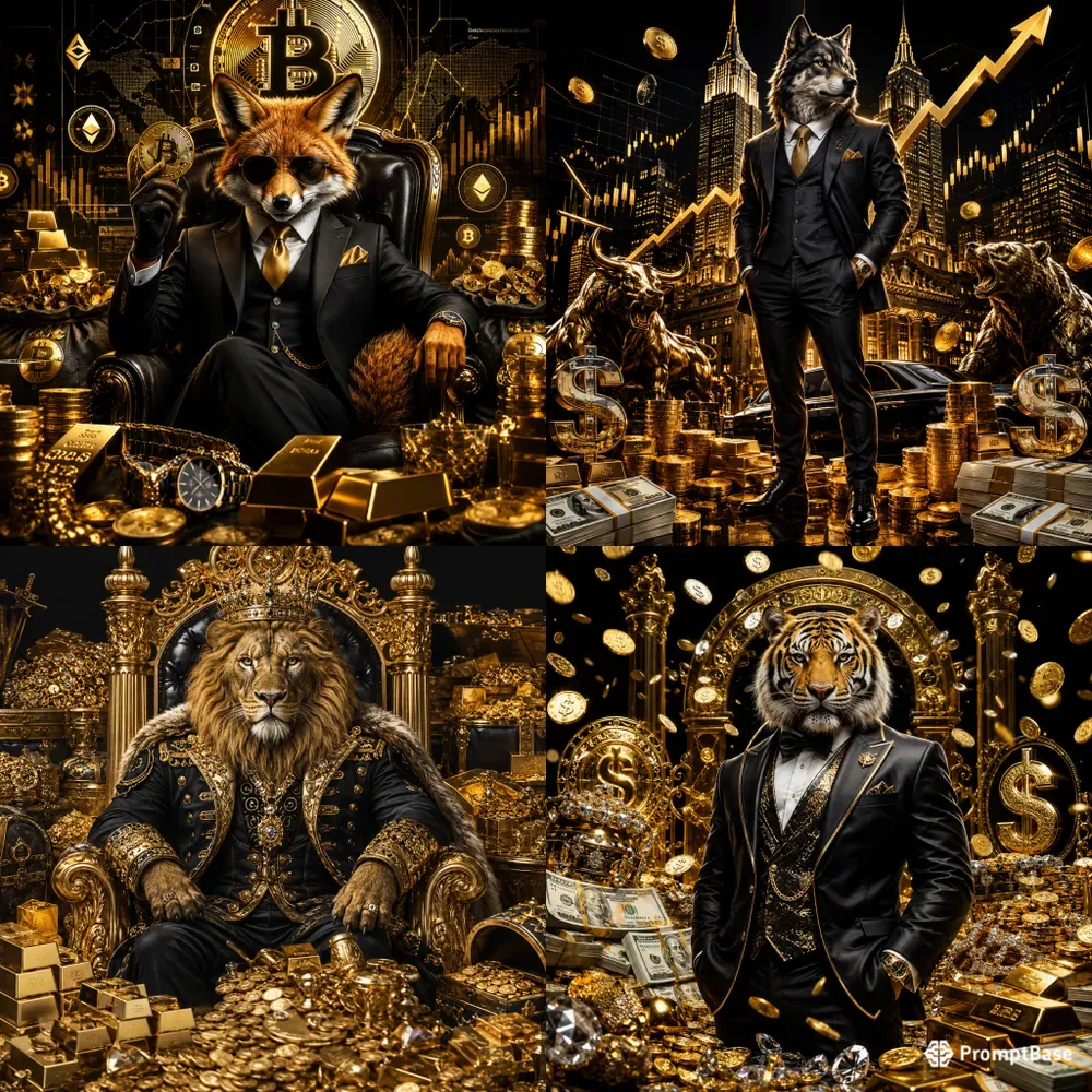 Golden Wealth Cartoon Posters