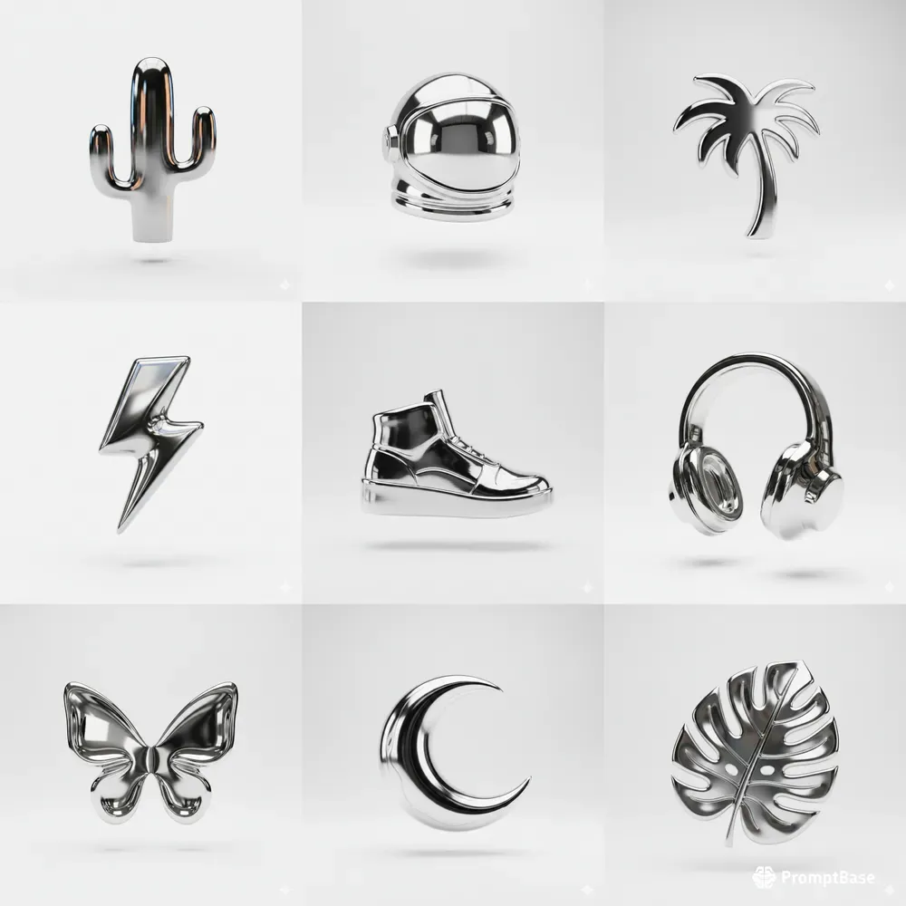 Ultrareflective Liquid Chrome Icons