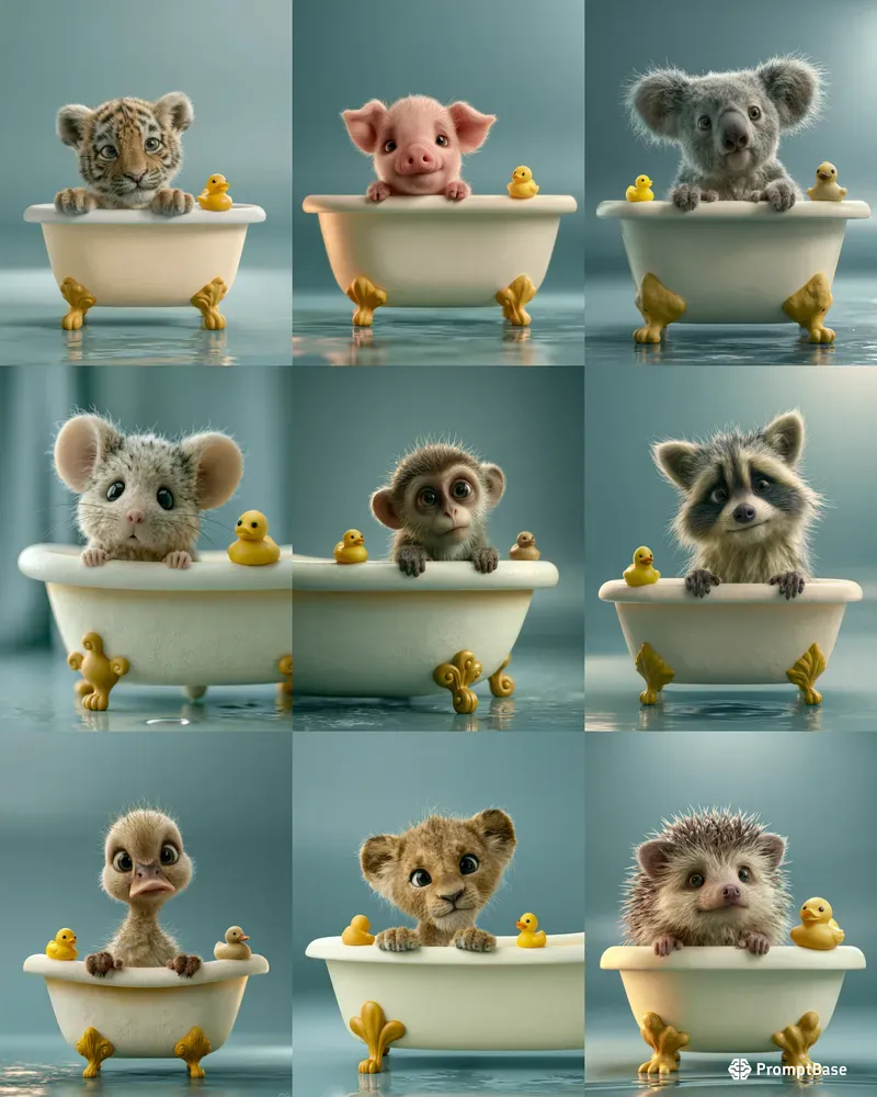 Cute 3D Animal Bath Art