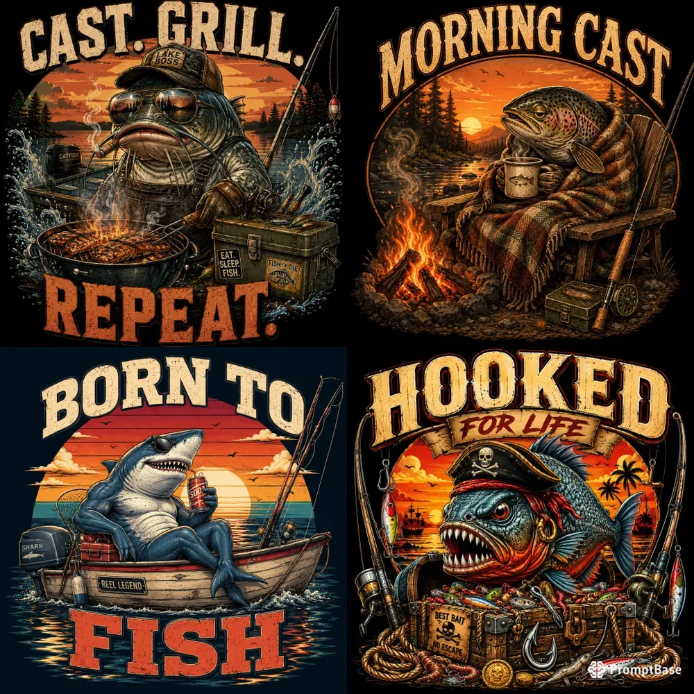 Retro Fishing Art Bundles