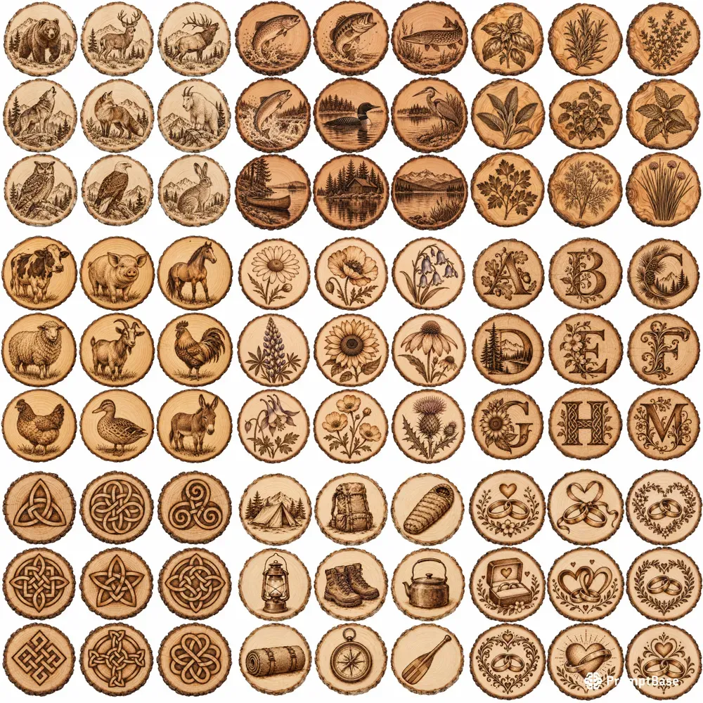 Wood Burned Clipart Art Any Themes