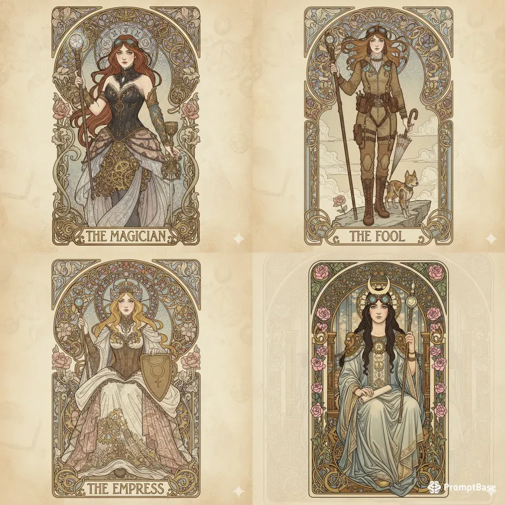 Mucha Steampunk Tarot Kits