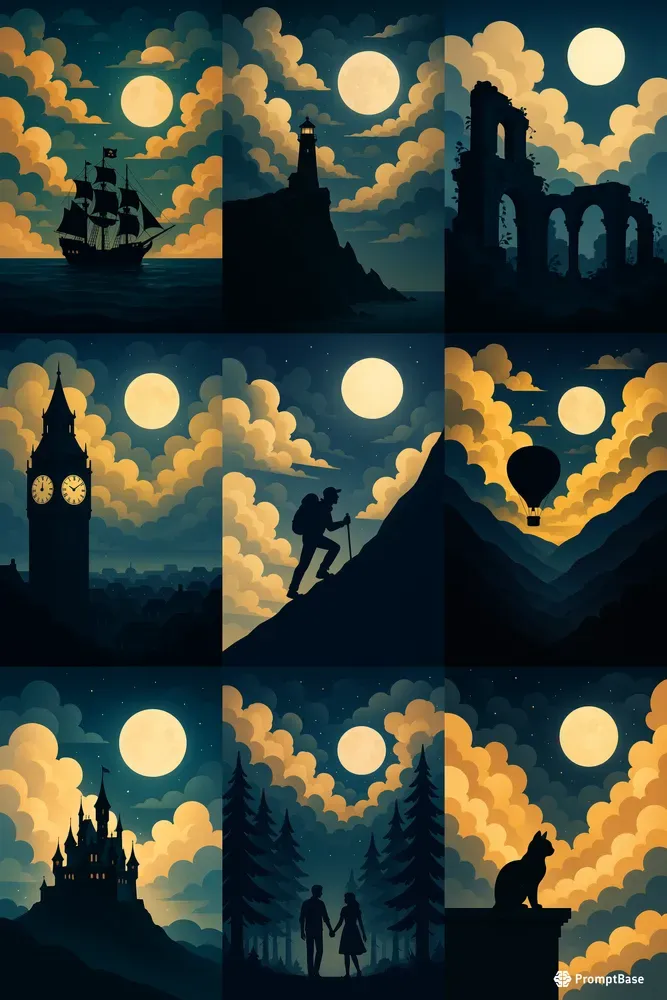 Midnight Gold Silhouettes