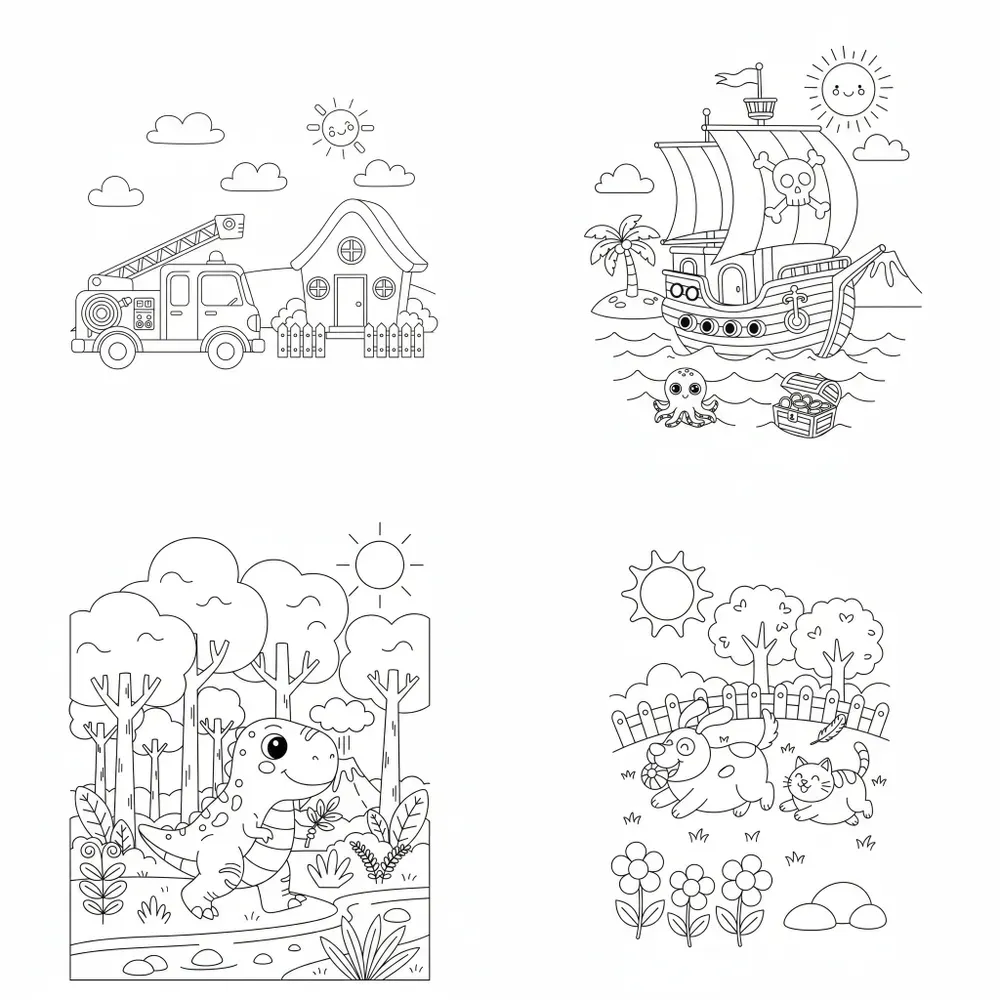 Structured Coloring Pages For Kids