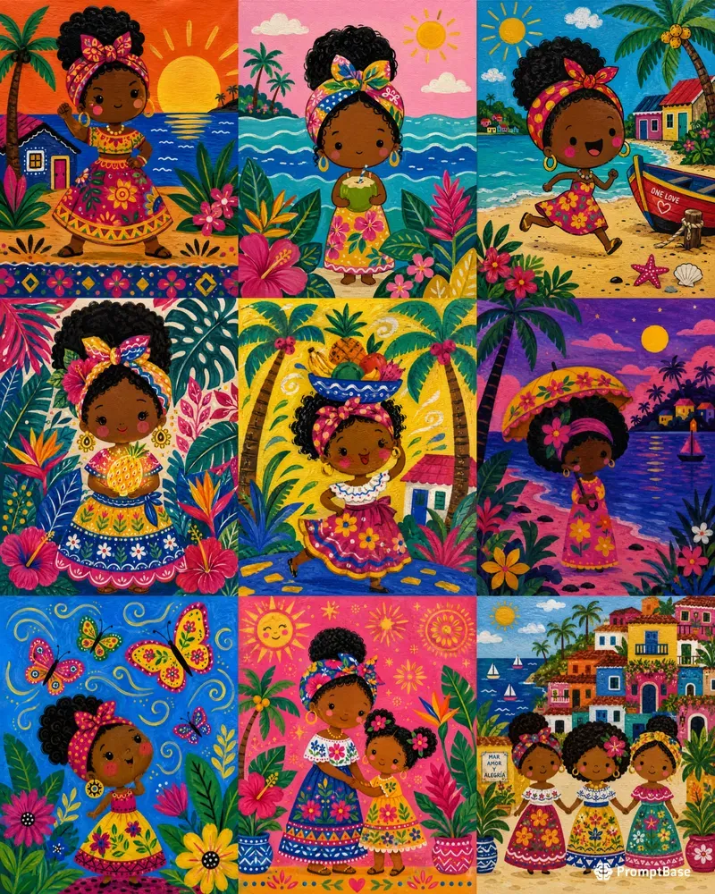 Vibrant Tropical Folk Art Muses