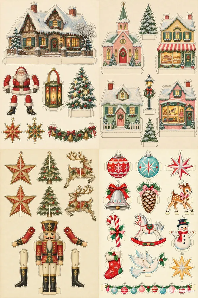 Vintage Christmas Paper Cutouts