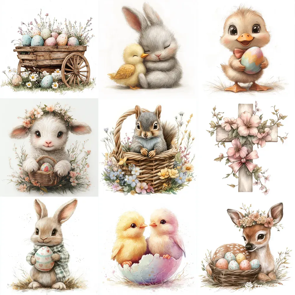 Whimsical Pastel Easter Cliparts