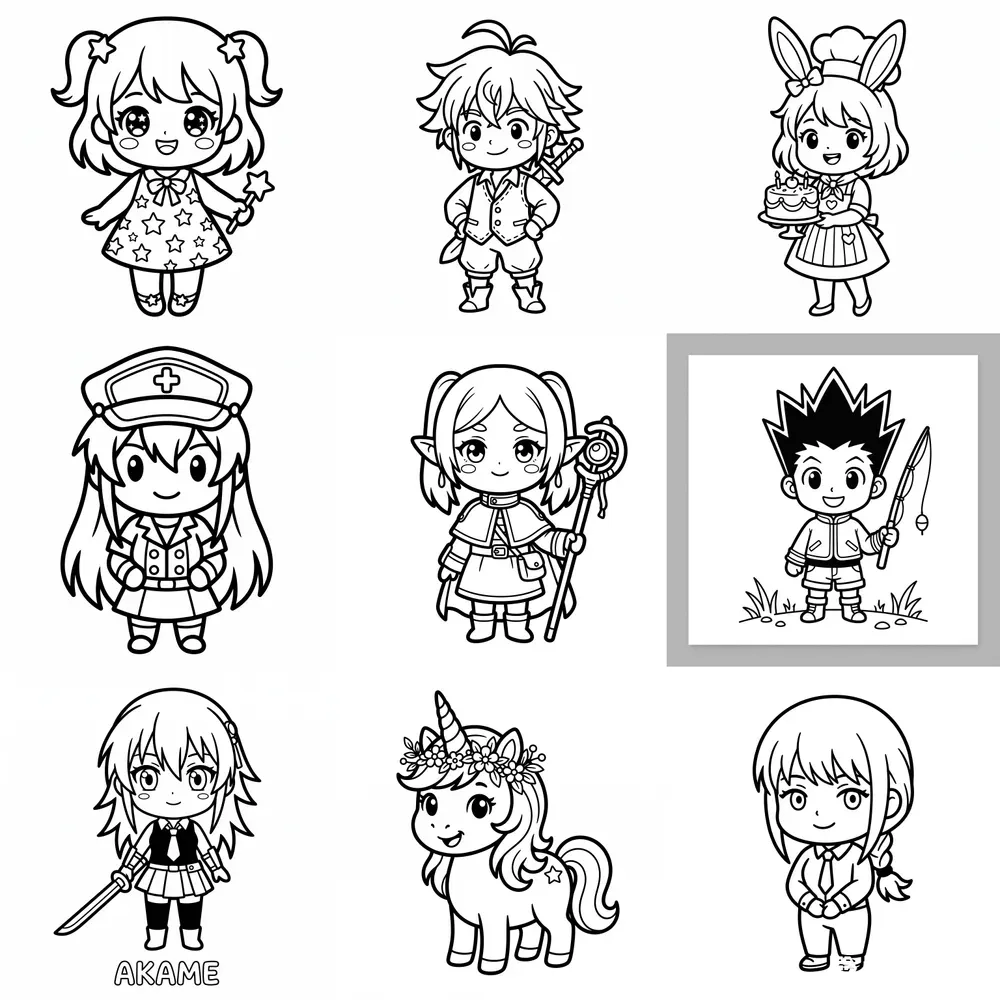 Chibi Anime Coloring Pages Generator