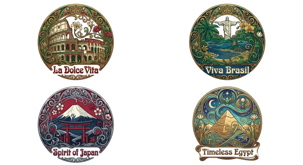 World Spirit Art Nouveau Country Emblems