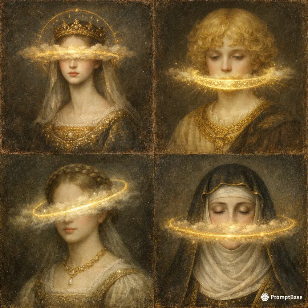 Renaissance Golden Halo Surreal Portraits