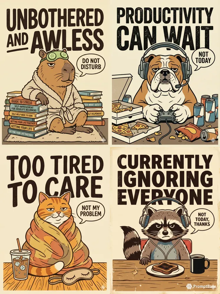 Retro Sarcastic Animal Posters