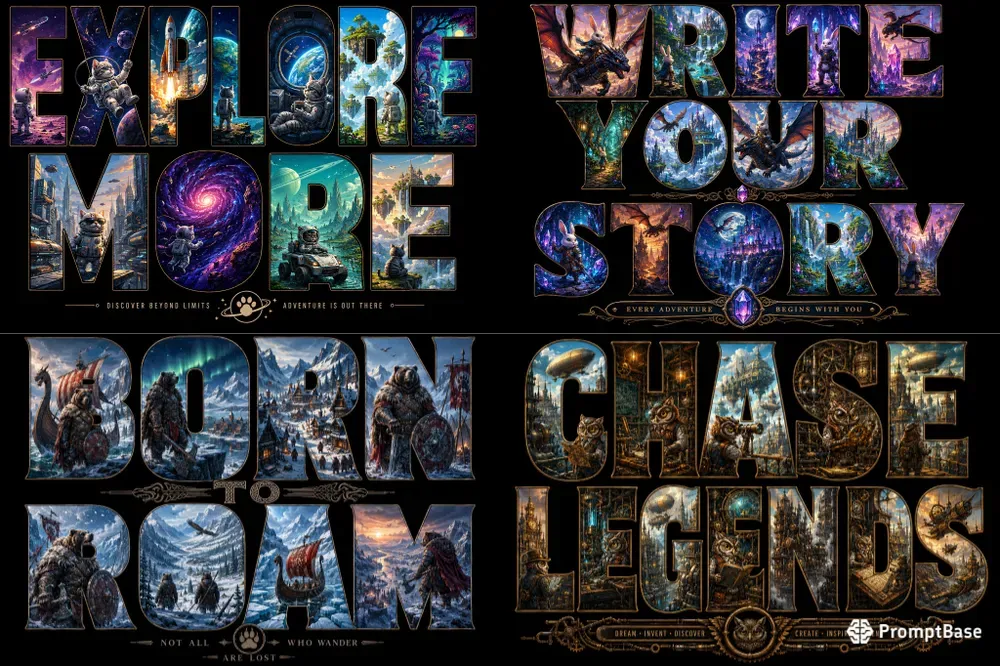 Adventure Typography Scene Generator