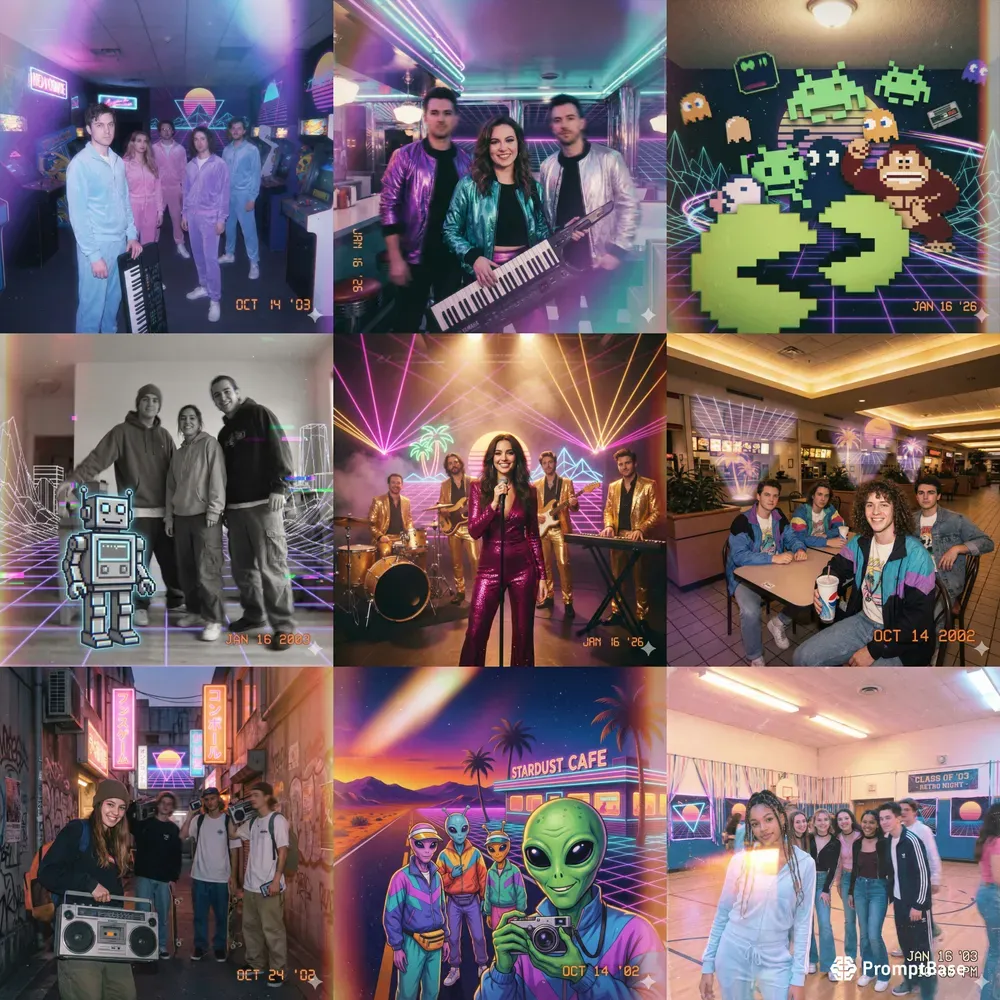 Early 2000s Synthwave Meme Snapshots