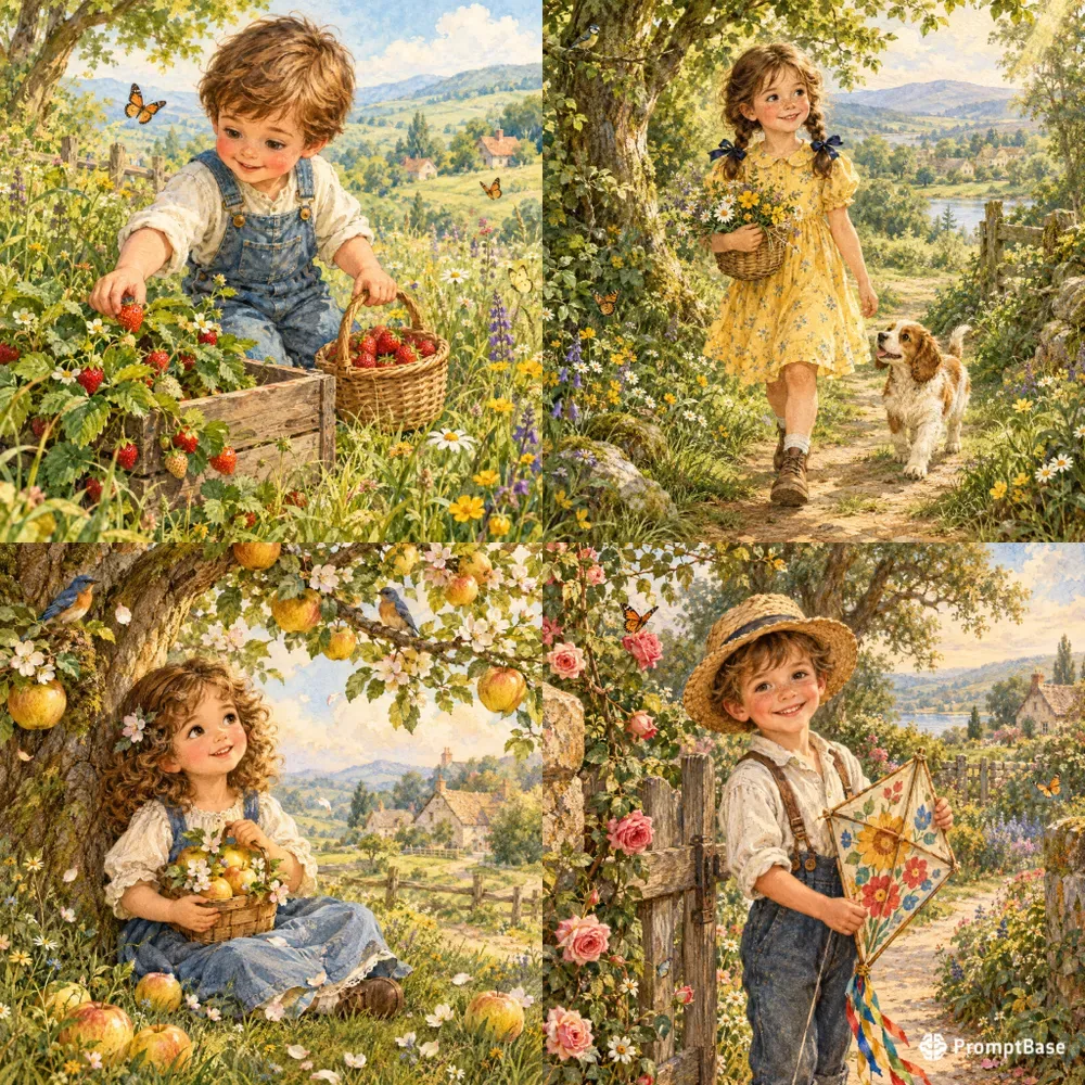 Whimsical Vintage Child Art
