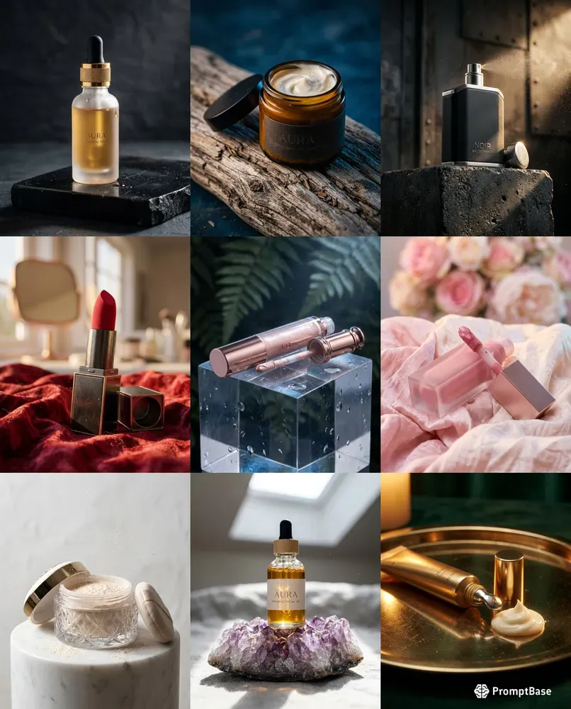 Luxury Cosmetic Product Showcases
