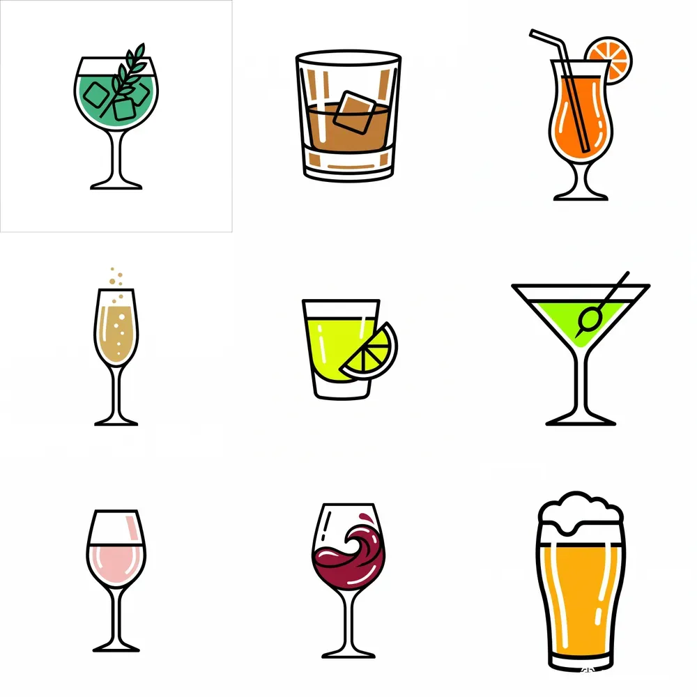 Minimalist Vector Beverage Icons