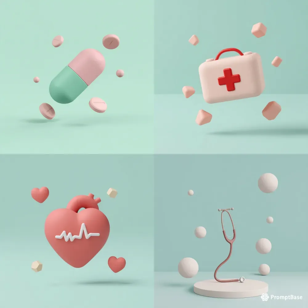 3D Minimalist Clay Medical Icons
