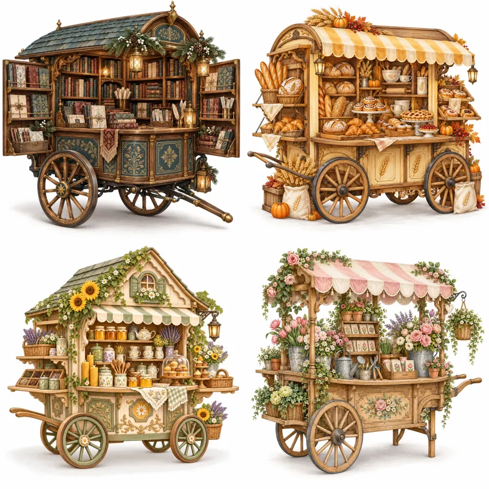 Artisan Flower Shop Carts