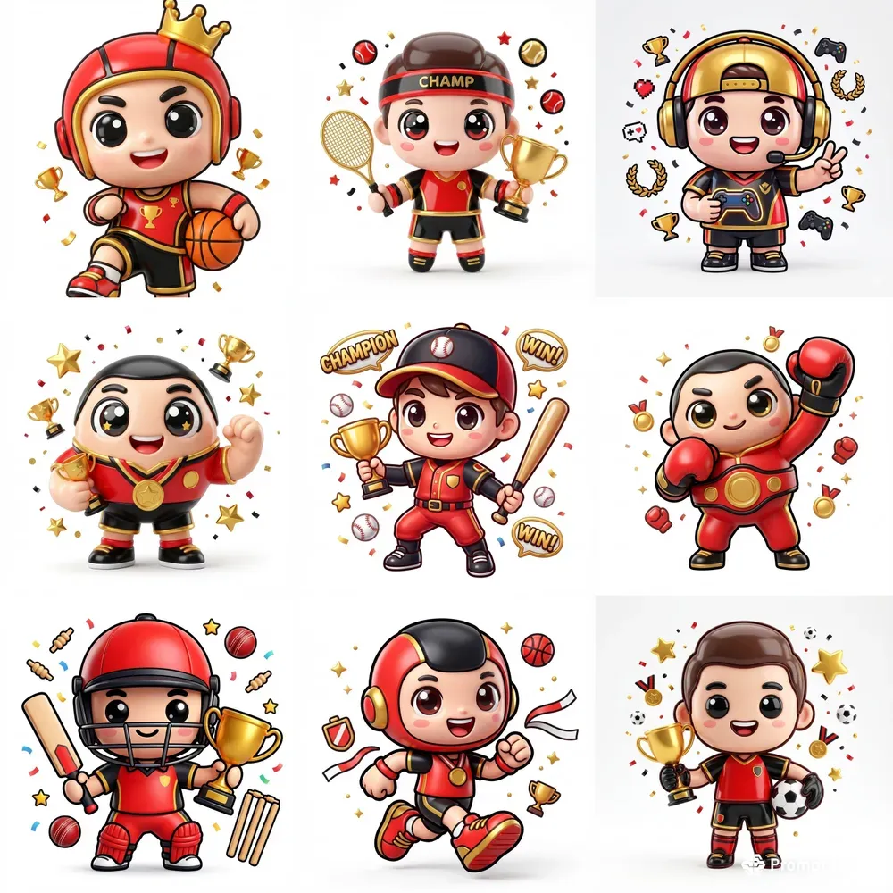 Cute Champion Chibi Sports Mascots