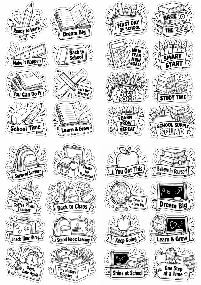 Back To School Popup Stickers Pngs