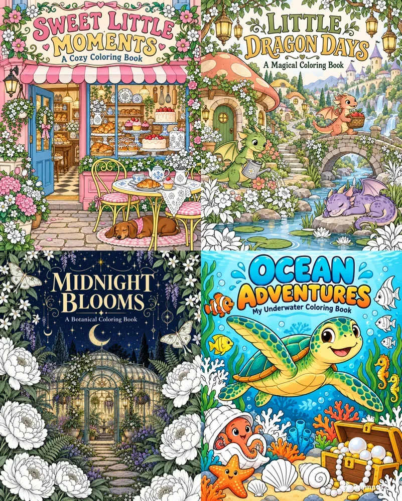 Whimsical Coloring Book Covers