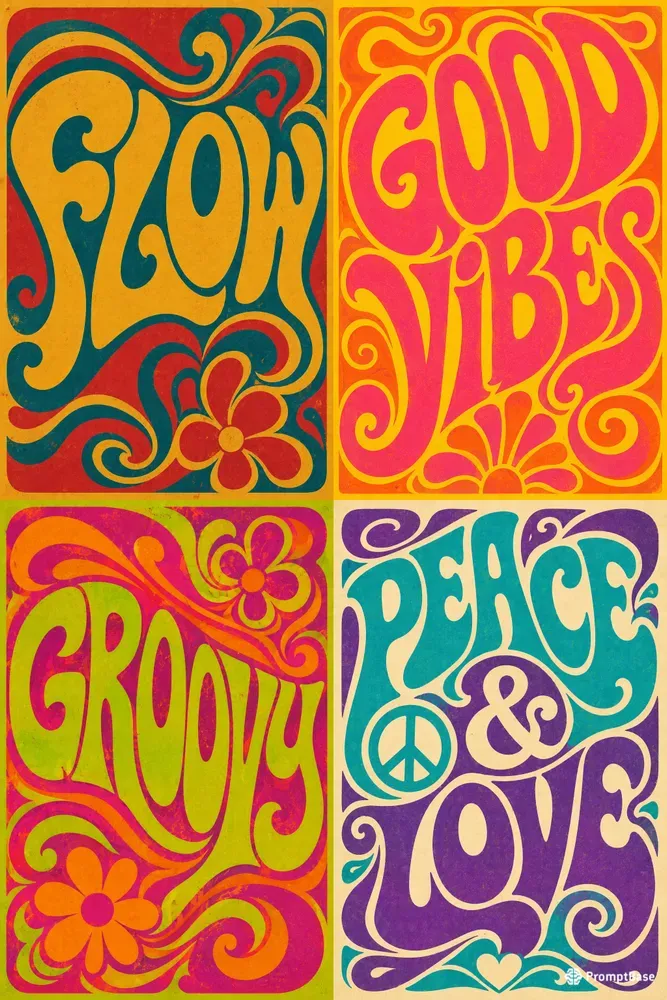 Psychedelic Lettering Posters
