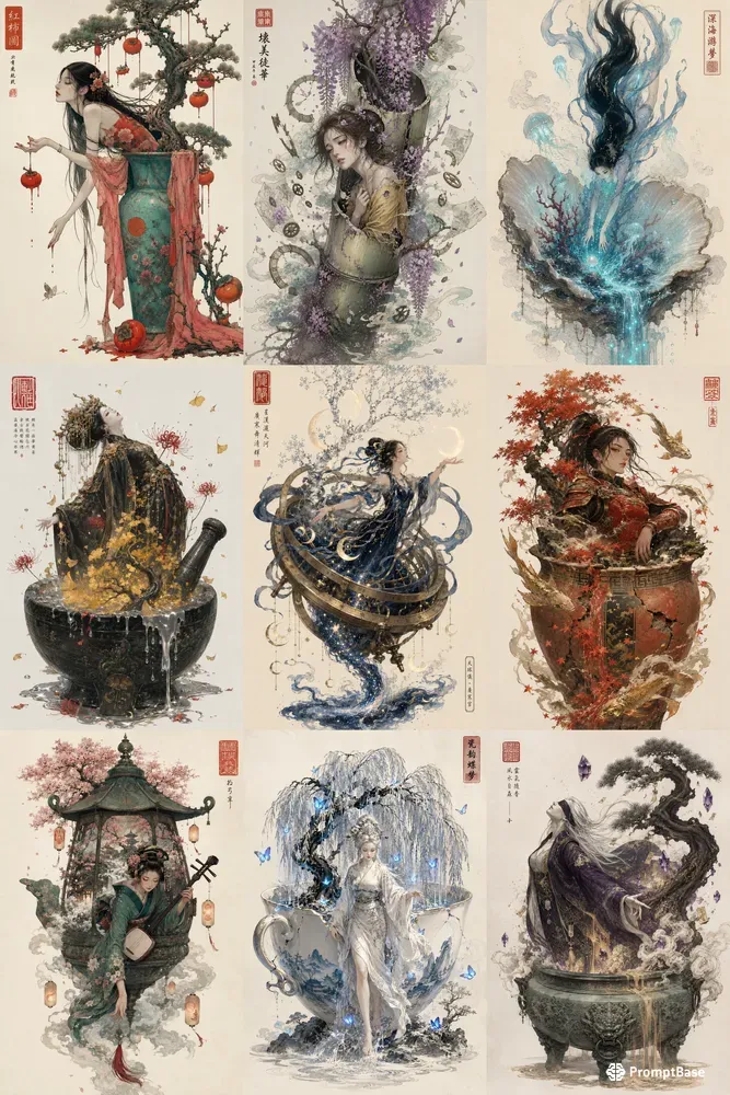 Surreal Ukiyo E Fantasy Portraits