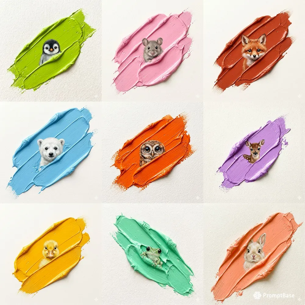 Impasto Baby Animal Wall Art