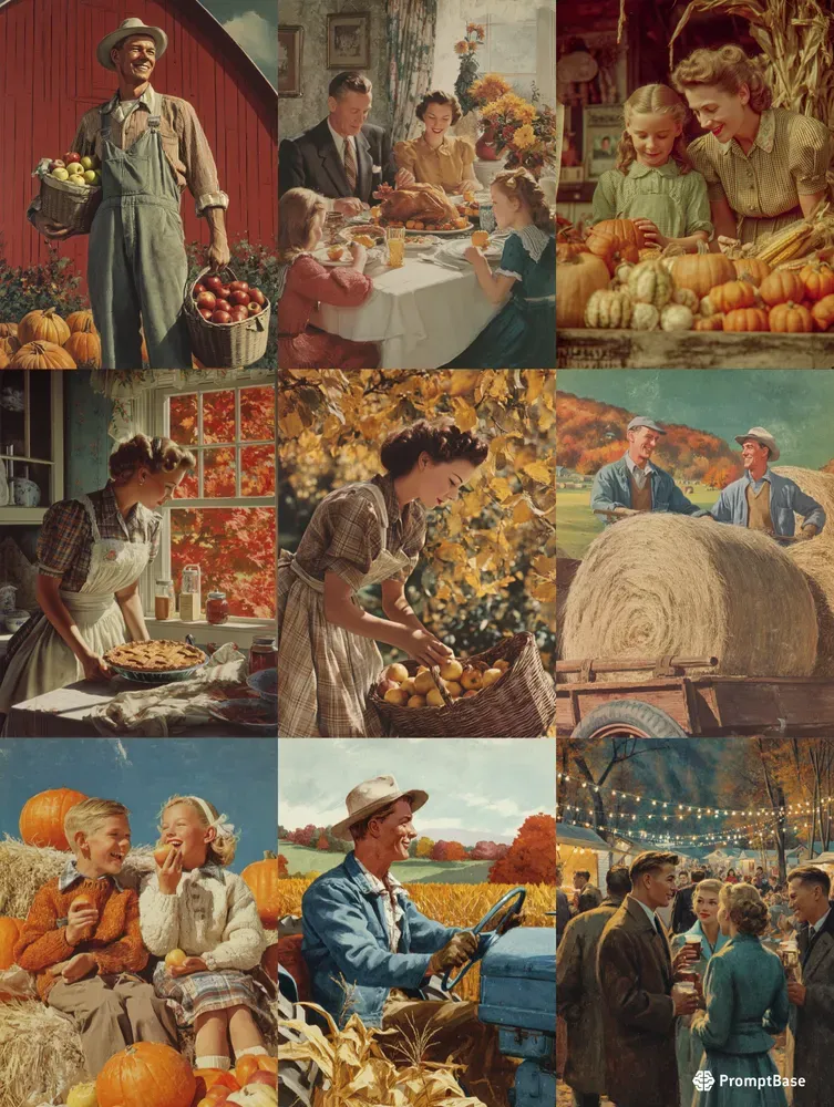 Autumn Harvest Retro Wall Art Posters