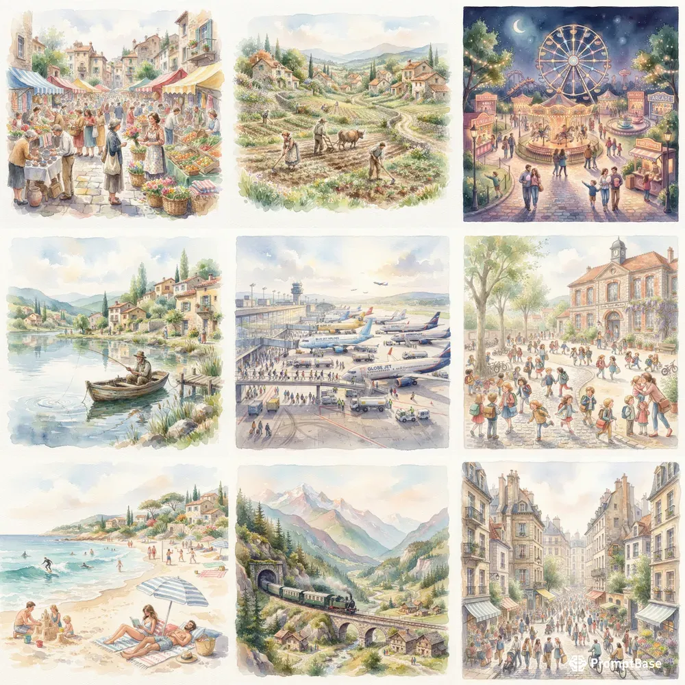Lifestyle Community Watercolor Art