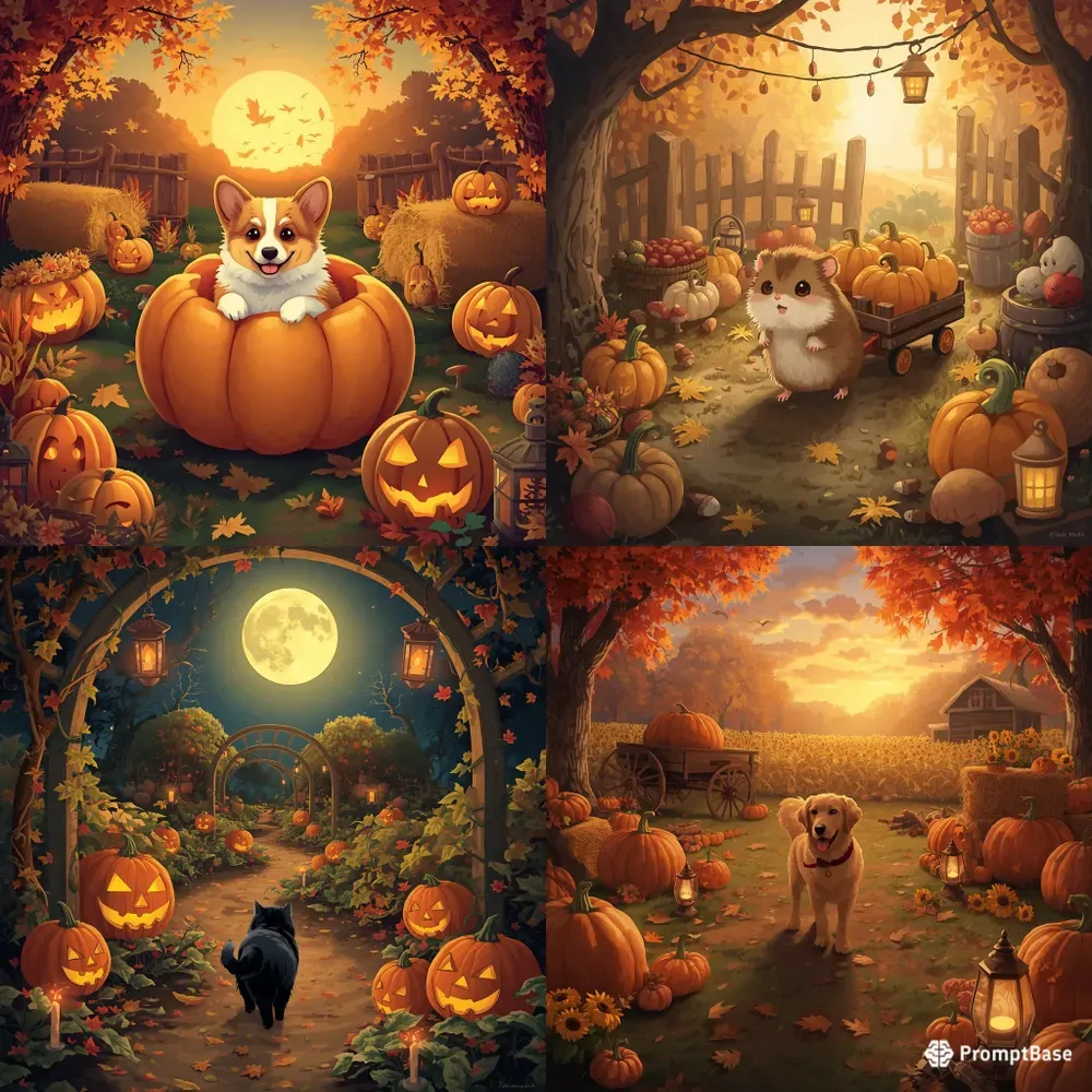 Funny Pumpkin Patch Pets