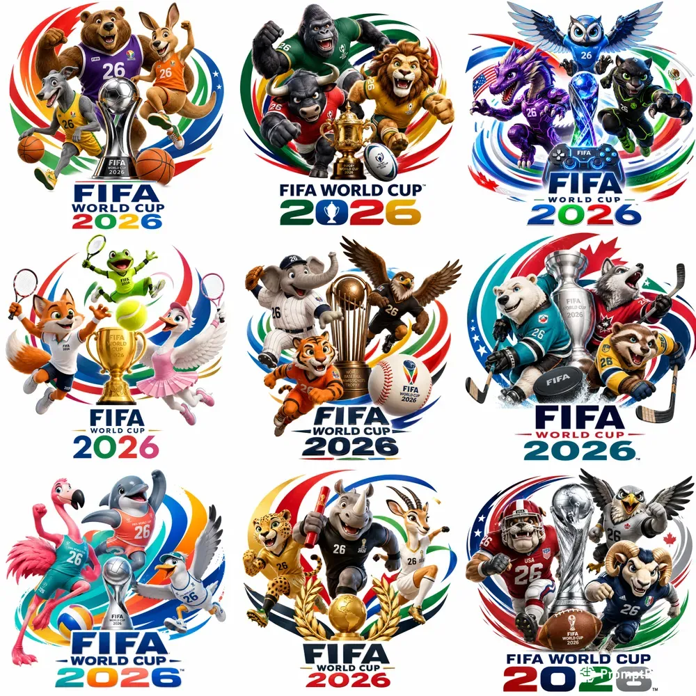 3D Fifa World Cup Mascot Logos