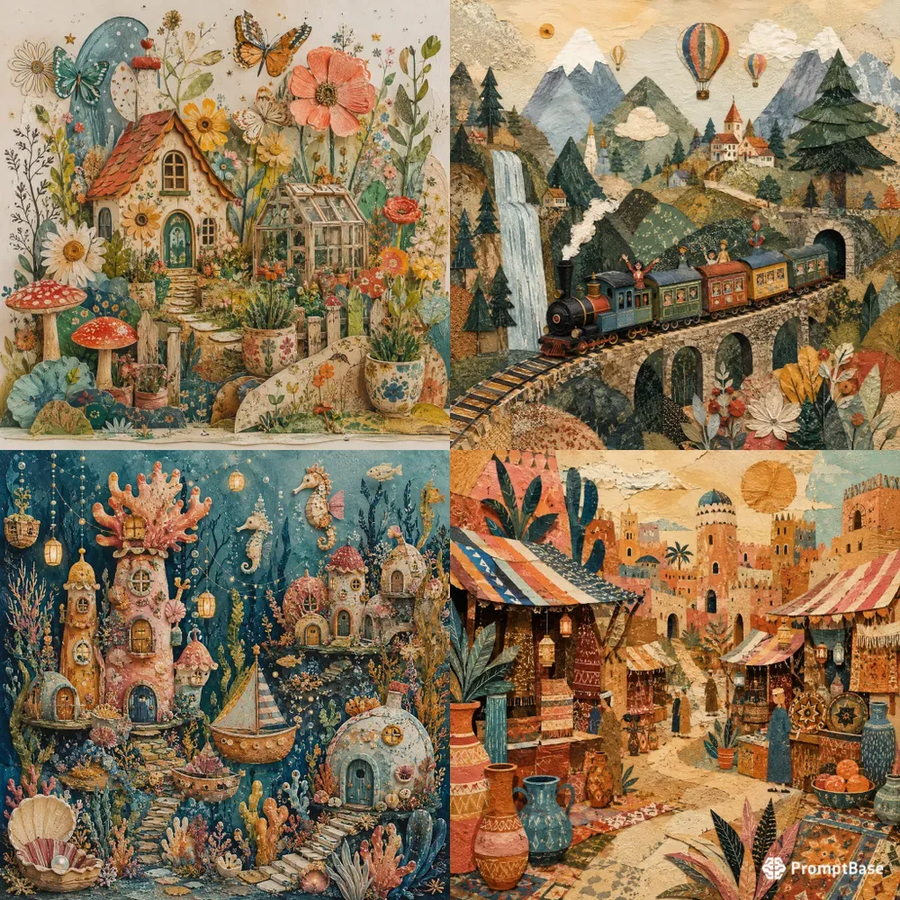 Whimsical Cosmic Folk Art