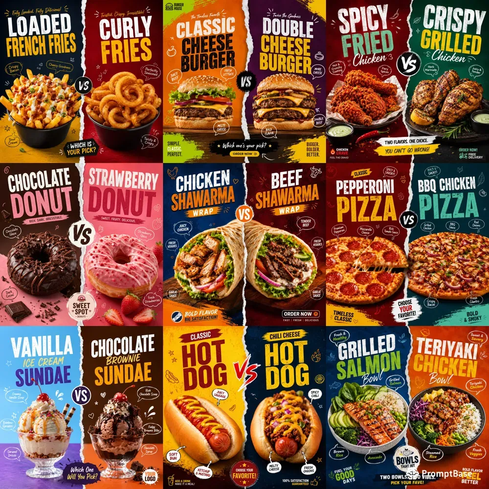 Split Food Choice Social Poster Packs