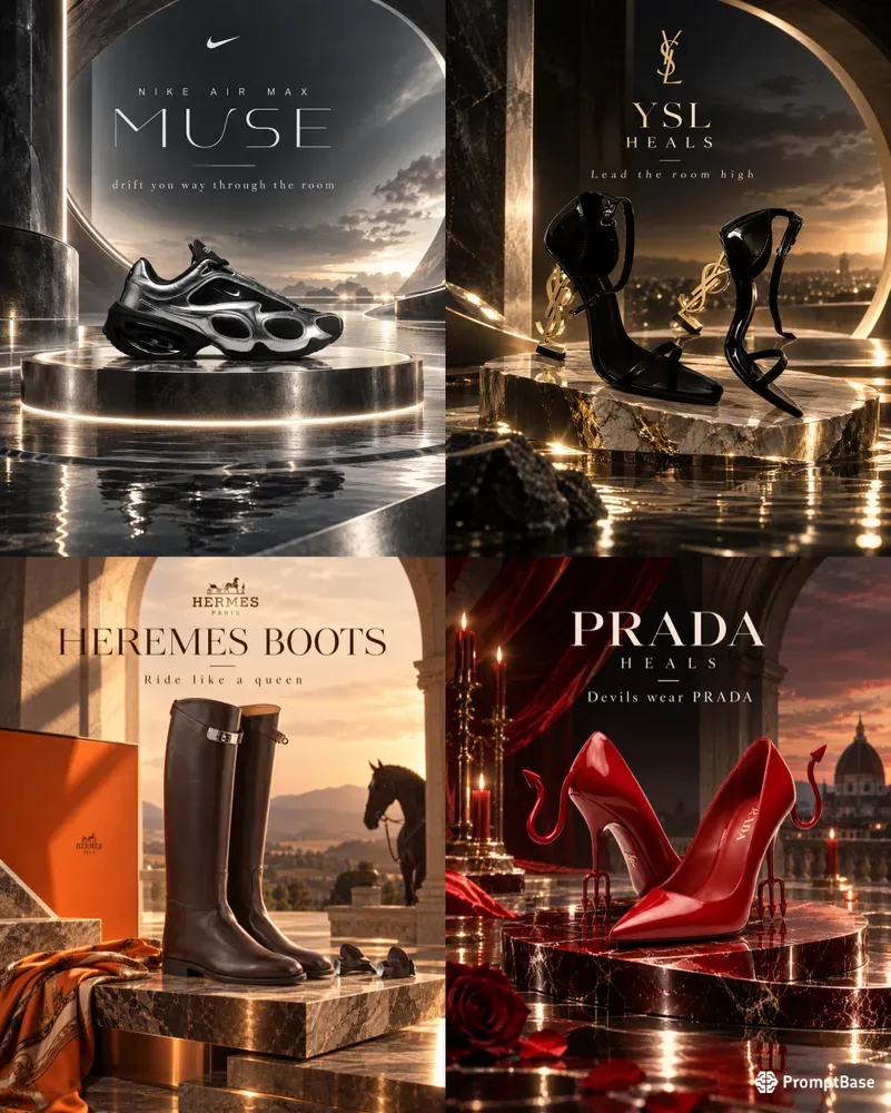 Futuristic Luxury Shoe Ads