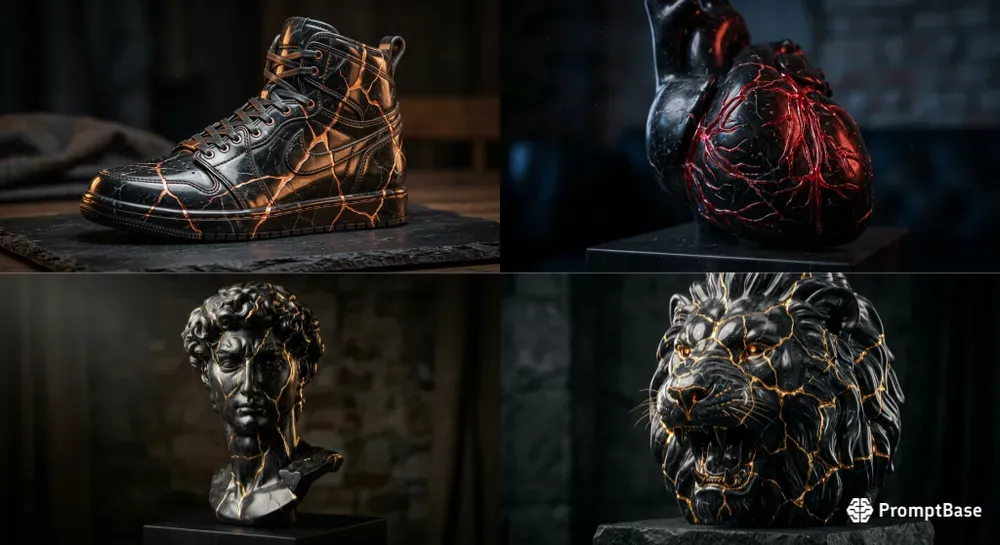 Dark Kintsugi Marble Sculptures