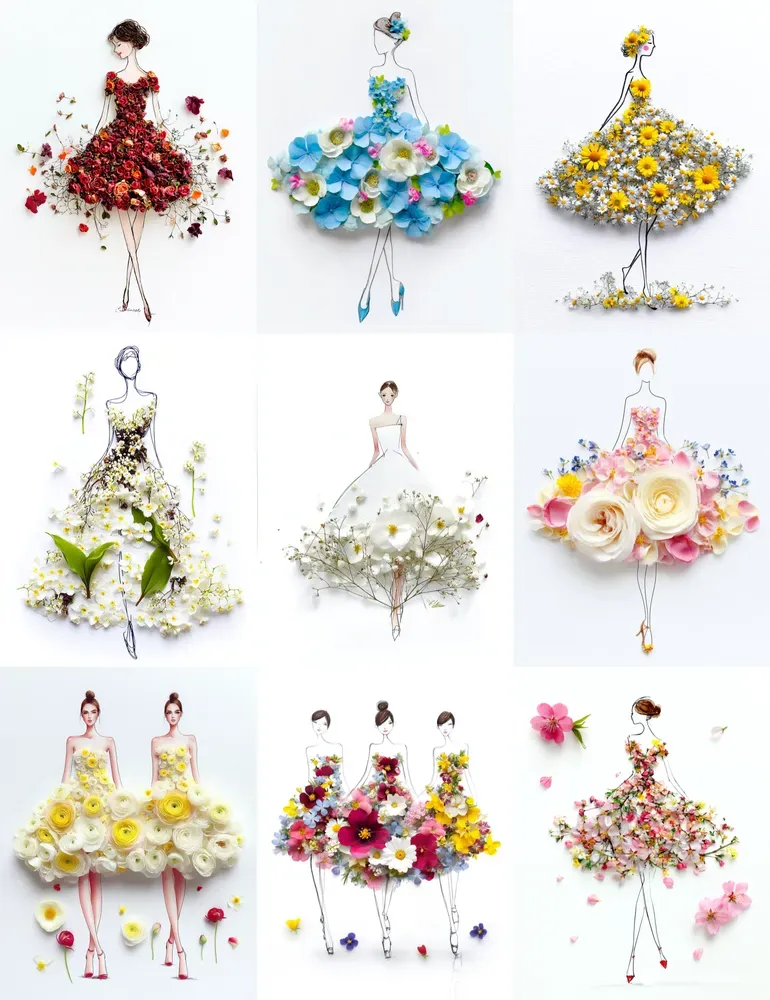 Fantasy Design Line Art Woman Clipart