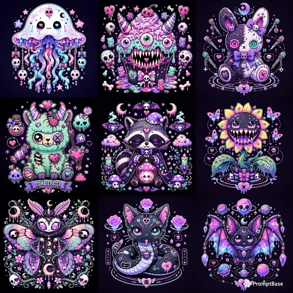 Creepy Kawaii Sticker Creatures