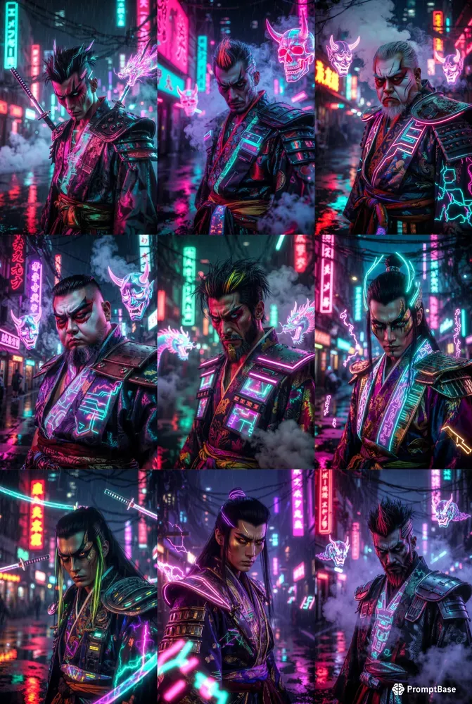 Neon Tokyo Kabuki Portraits