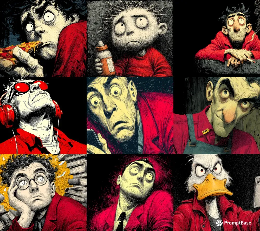 Dark Humor Comic Character Portraits